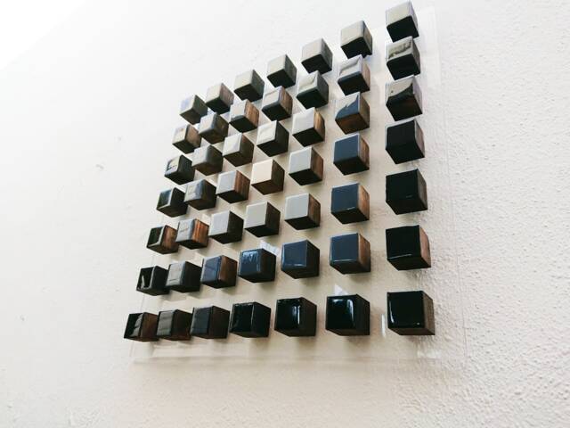 Geometric Wood Cube Wall Art Modern 3D Mosaic Decor - image 1