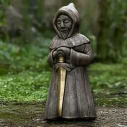 Large Monk Sculpture Concrete With Sword Statue Cement Warrior Figurine Handmade Gothic Decoration Monk Lover Gift Yard Art - thumbnail 2