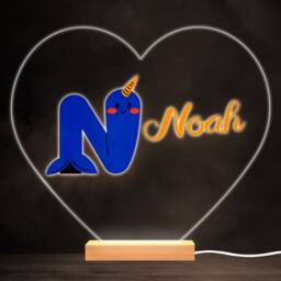 Alphabet Animals Letter N Colourful Heart Personalised Gift Lamp Night Light - Bedroom - thumbnail 1