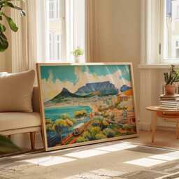 Cape Town Travel Poster South Africa, Table Mountain Art - thumbnail 2