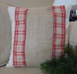Holiday Pillow Cover, Christmas Cushion, Burlap - thumbnail 1