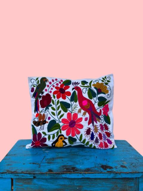 Hand Embroidered Mexican Pillow Cover, Decor - image 1