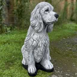 Cocker Spaniel Figurine Stone Sculpture Outdoor Dog Decoration Cement Memorial Ornament Spaniel Lover Gift Yard Art Handmade - thumbnail 3