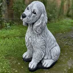 Cocker Spaniel Figurine Stone Sculpture Outdoor Dog Decoration Cement Memorial Ornament Spaniel Lover Gift Yard Art Handmade - thumbnail 2