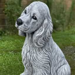 Cocker Spaniel Figurine Stone Sculpture Outdoor Dog Decoration Cement Memorial Ornament Spaniel Lover Gift Yard Art Handmade - thumbnail 4