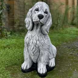 Cocker Spaniel Figurine Stone Sculpture Outdoor Dog Decoration Cement Memorial Ornament Spaniel Lover Gift Yard Art Handmade - thumbnail 1