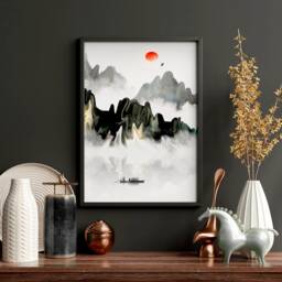Home Decor Wall Hanging, Art, Office Decor Gift For Her, Zen Garden Art Print Set Of 3, Japanese Art, New - thumbnail 3