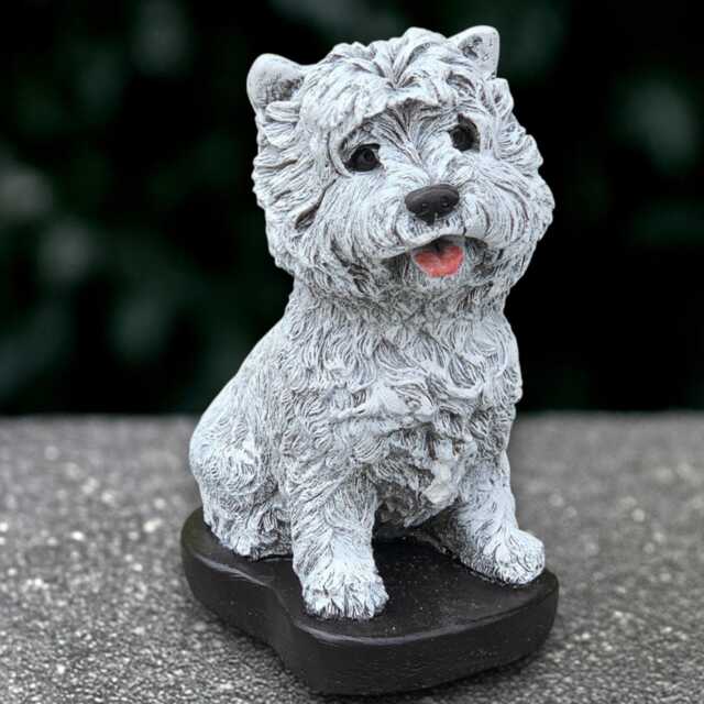 Stone Westie Dog Statue Concrete Sculpture Outdoor Ornament Handmade Terrier Yorkie Decoration Lover Gift Yard Art - image 1
