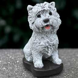 Stone Westie Dog Statue Concrete Sculpture Outdoor Ornament Handmade Terrier Yorkie Decoration Lover Gift Yard Art - thumbnail 3