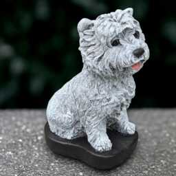 Stone Westie Dog Statue Concrete Sculpture Outdoor Ornament Handmade Terrier Yorkie Decoration Lover Gift Yard Art - thumbnail 2