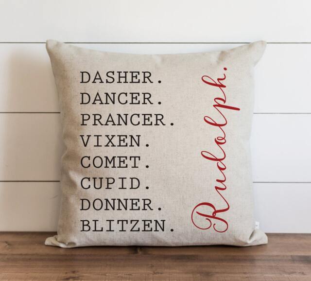 Santa's Reindeer 20 X Pillow Cover // Christmas Holiday Throw Gift Accent - image 1