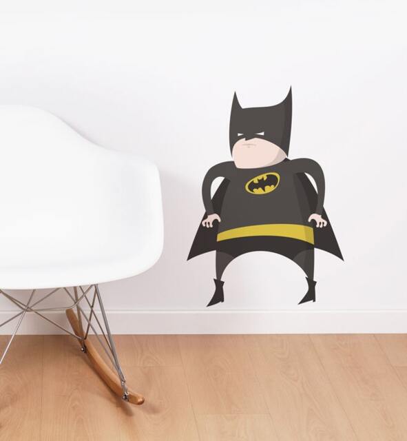 Fat Bat Superhero Wall Sticker Decal - Kids Stickers, Animals Childrens Decals, Art, Room, Girl, Boy