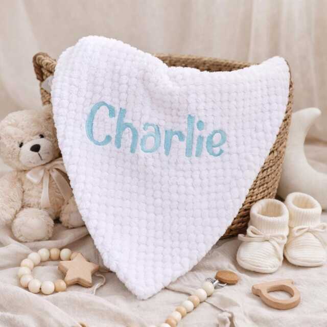 Personalized Embroidered Baby Blanket Soft Waffle Weave Swaddle - image 1