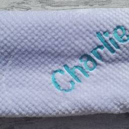Personalized Embroidered Baby Blanket Soft Waffle Weave Swaddle - thumbnail 2