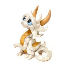 Cremella - Polymer Clay Dice Holder Dragon Pearl White, Gold, & White Dragonling - thumbnail 3