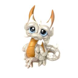 Cremella - Polymer Clay Dice Holder Dragon Pearl White, Gold, & White Dragonling - thumbnail 1