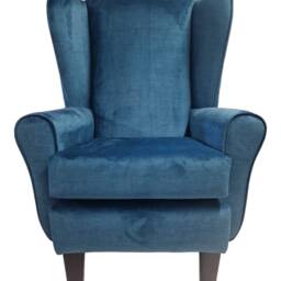 Queen Anne Wing Back Cottage Fireside Chair Destino Teal Velvet - Solid Wood Mahogany Legs - thumbnail 2