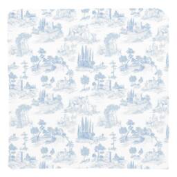 Blue Toile Pillow Cover - Pure Cotton Twill Print Fabric Vintage French De Jouy Design Soft White Decorative Cushion - thumbnail 3