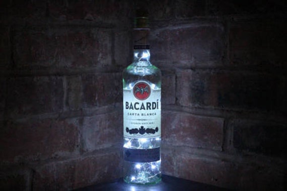 Upcycled Bacardi Bottle Lamp 20 Led String Lights, Man Cave Decor - image 1