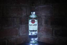 Upcycled Bacardi Bottle Lamp 20 Led String Lights, Man Cave Decor