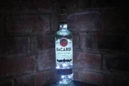 Upcycled Bacardi Bottle Lamp 20 Led String Lights, Man Cave Decor - thumbnail 3