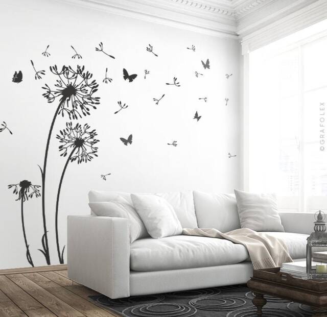 Wall Sticker Dandelion Flying Seeds Butterflies Wall Living Room - Dandelion Decal Vinyl Decor W312 - image 1