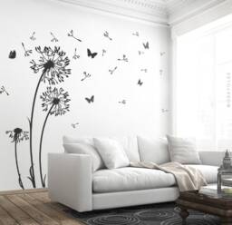 Wall Sticker Dandelion Flying Seeds Butterflies Wall Living Room - Dandelion Decal Vinyl Decor W312