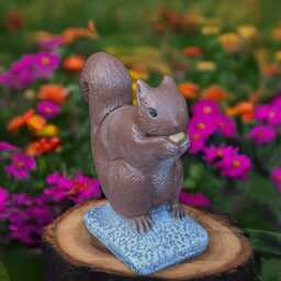 Concrete Squirrel Statue With Golden Nut Stone Animal Figurine Garden Sculpture Outdoor Decor Handmade Yard Ornament Gift For Nature Lover - thumbnail 3