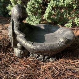 stone Garden Turtle Bird Bath Feeder Detailed Gold Ornament - thumbnail 3