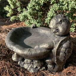 stone Garden Turtle Bird Bath Feeder Detailed Gold Ornament - thumbnail 4