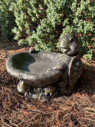 stone Garden Turtle Bird Bath Feeder Detailed Gold Ornament - thumbnail 1