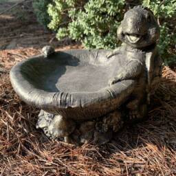 stone Garden Turtle Bird Bath Feeder Detailed Gold Ornament - thumbnail 2