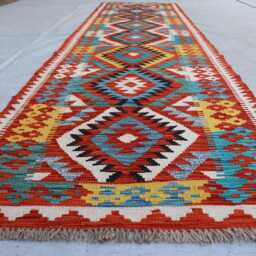 3x10 Ft Stunning Runner Rug, Afghan Handmade Kilim Maimana Chubi Flatweave Oriental Hallway Carpet - thumbnail 2
