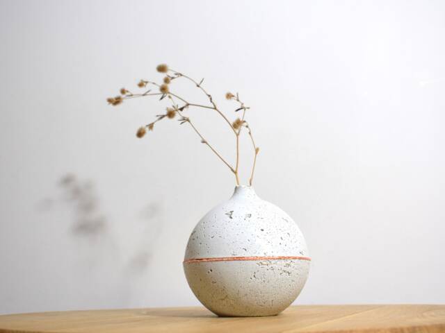 Natural Concrete Bud Vase Round Minimalist Decor - image 1