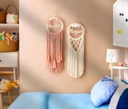 Macrame Baby Name Sign, Newborn Gift, Modern Farmhouse, Wall Hanging, Nursery Decor, Welcome Door Hanger, Birthday Gift V62 - thumbnail 1