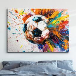 Football Abstract Oil Painting Sports Soccer Ball Wall Art Framed Canvas Poster Print Home Teen Children's Bedroom Room Decor Idea Gifts - thumbnail 1