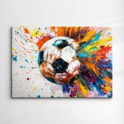 Football Abstract Oil Painting Sports Soccer Ball Wall Art Framed Canvas Poster Print Home Teen Children's Bedroom Room Decor Idea Gifts - thumbnail 3
