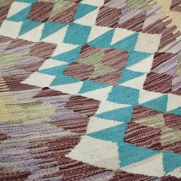 Runner Rug Multicolour, Handmade Artisan Afghan Turkish Aztec Navajo Wool Kilim 388x84 cm - thumbnail 4