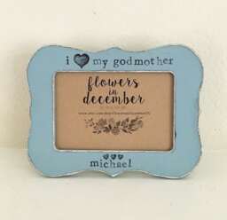 Personalized Godmother Picture Frame Hand Stamped Baptism Gift - thumbnail 1