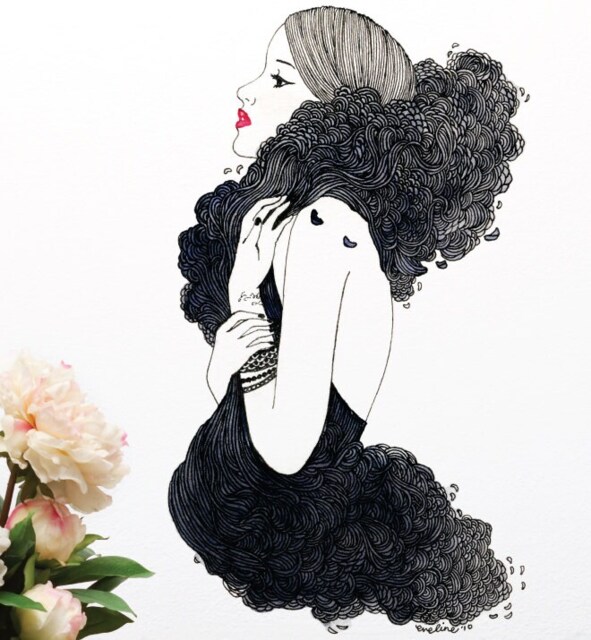 Wave Girl Wall Sticker Decal - Illustration Stickers, Animals Decals, Home Decor, Art, Illustrations