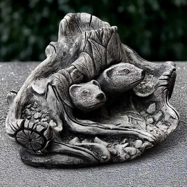 Hedgehog Couple in Burrow Statue Cement Hedgehogs Forest Nest Stone Woodland Animal Sculpture Garden Hedgehog Decor Animal Ornament - image 1