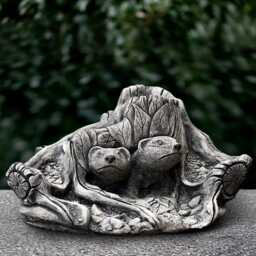 Hedgehog Couple in Burrow Statue Cement Hedgehogs Forest Nest Stone Woodland Animal Sculpture Garden Hedgehog Decor Animal Ornament - thumbnail 2