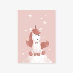 Unicorn Children's Poster, Baby Room Decoration, Fairytale Wall Girl, Cloud, Stars, Shower Gift Idea - thumbnail 3