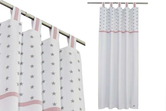 Nursery Curtains For Girls-Baby Girl Drapes With Stars Blackout Lining & Tiebacks. Different Lengths Available. Free Shipping - image 1