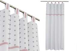 Nursery Curtains For Girls-Baby Girl Drapes With Stars Blackout Lining & Tiebacks. Different Lengths Available. Free Shipping