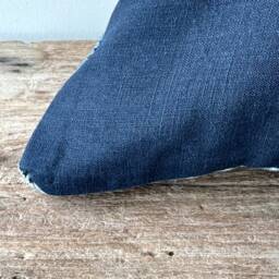 "Vintage Indigo Hand Block Print Pillow Cover Hmong Hemp Cushion - 12"" X 20" - thumbnail 4