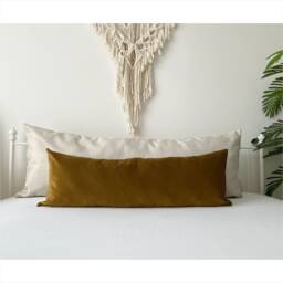 Extra Long Lumbar Pillow Cover, Copper Bronze Velvet Throw Pillow, All Custom Size, Decorative 20x54, 14x36