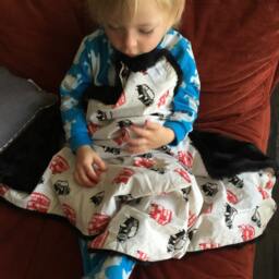 "British Double Decker Bus & Taxi Black & Red Baby Blanket ""Emma Dilemma" - thumbnail 2