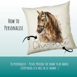 Personalised Horse Lover Cushion Gift Printed Name Design - Throw Pillow For Boys Nursery Bedroom Birthday Cs049 - thumbnail 3