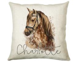 Personalised Horse Lover Cushion Gift Printed Name Design - Throw Pillow For Boys Nursery Bedroom Birthday Cs049 - thumbnail 1